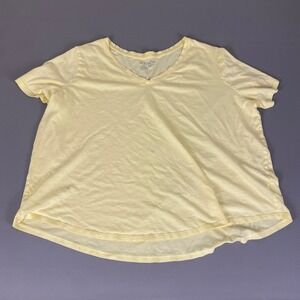 Terra‎ & Sky T-Shirt Top Women's Plus Size 2X Yellow V Neck Short Sleeve *Wear